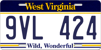 WV license plate 9VL424
