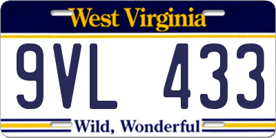 WV license plate 9VL433