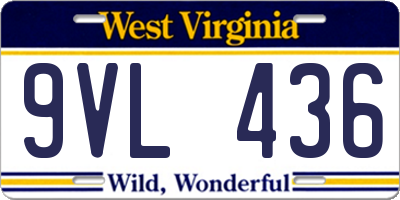 WV license plate 9VL436