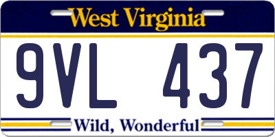 WV license plate 9VL437