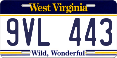 WV license plate 9VL443
