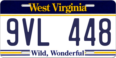 WV license plate 9VL448