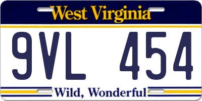 WV license plate 9VL454