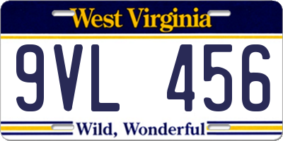 WV license plate 9VL456