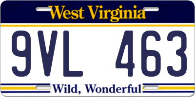 WV license plate 9VL463