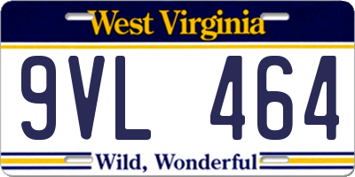 WV license plate 9VL464