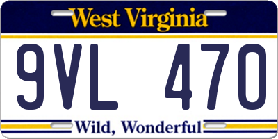 WV license plate 9VL470