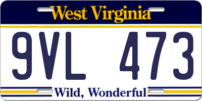 WV license plate 9VL473
