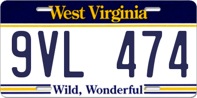 WV license plate 9VL474