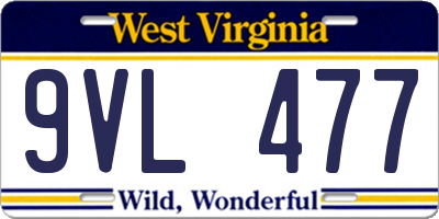 WV license plate 9VL477