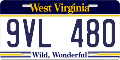 WV license plate 9VL480