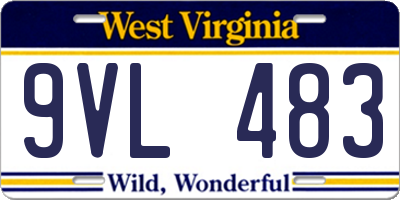 WV license plate 9VL483