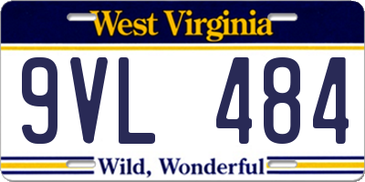 WV license plate 9VL484