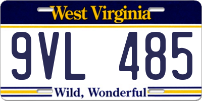WV license plate 9VL485