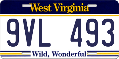 WV license plate 9VL493