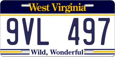 WV license plate 9VL497