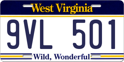 WV license plate 9VL501