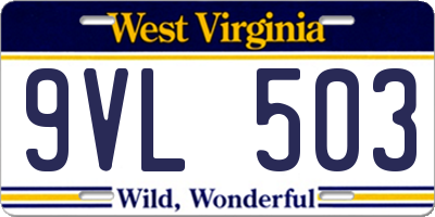 WV license plate 9VL503