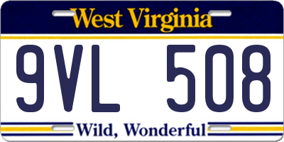 WV license plate 9VL508