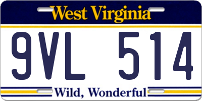 WV license plate 9VL514