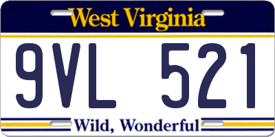 WV license plate 9VL521