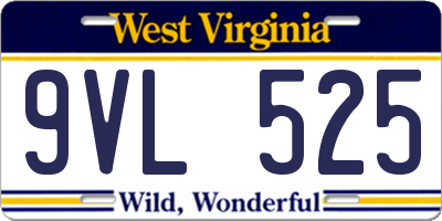 WV license plate 9VL525