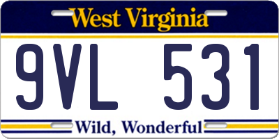 WV license plate 9VL531