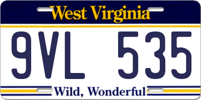WV license plate 9VL535