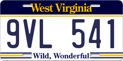 WV license plate 9VL541