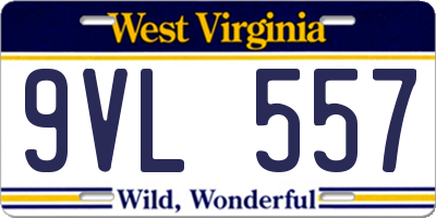 WV license plate 9VL557