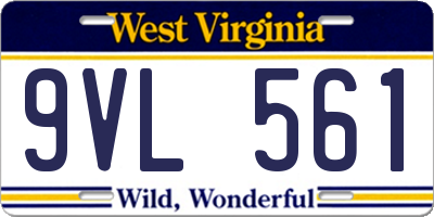 WV license plate 9VL561