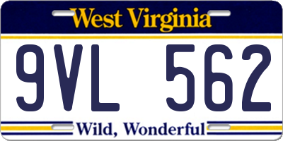 WV license plate 9VL562