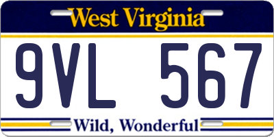 WV license plate 9VL567