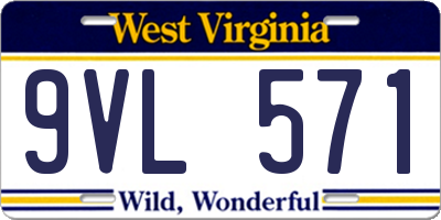 WV license plate 9VL571