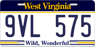 WV license plate 9VL575