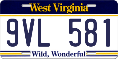 WV license plate 9VL581