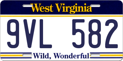 WV license plate 9VL582
