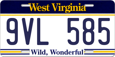 WV license plate 9VL585