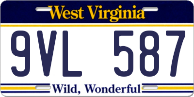 WV license plate 9VL587