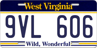 WV license plate 9VL606
