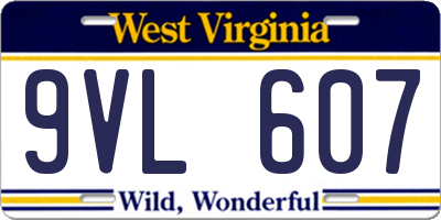 WV license plate 9VL607
