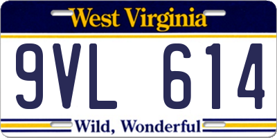 WV license plate 9VL614