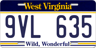WV license plate 9VL635