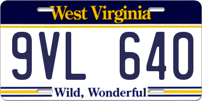 WV license plate 9VL640