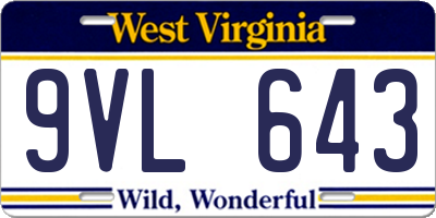 WV license plate 9VL643