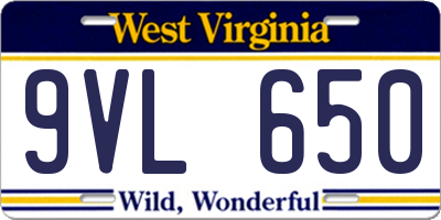 WV license plate 9VL650