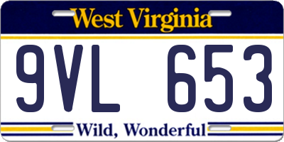 WV license plate 9VL653