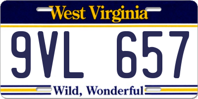 WV license plate 9VL657