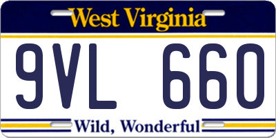 WV license plate 9VL660