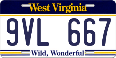 WV license plate 9VL667